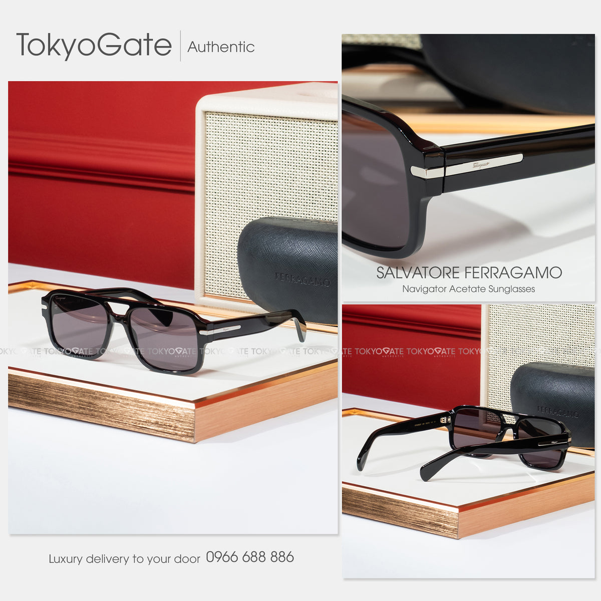 Kính Ferragamo SF1038SCP 001 Black Grey Sunglasses