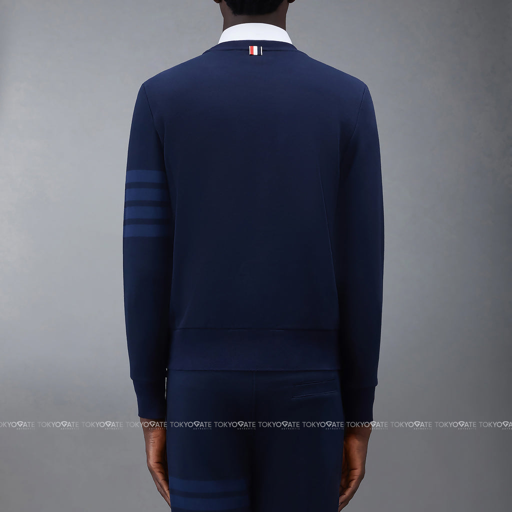 Áo nỉ Thom Browne MJT248A 00016 415 Tonal 4-Bar Loopback Navy Regular Fit