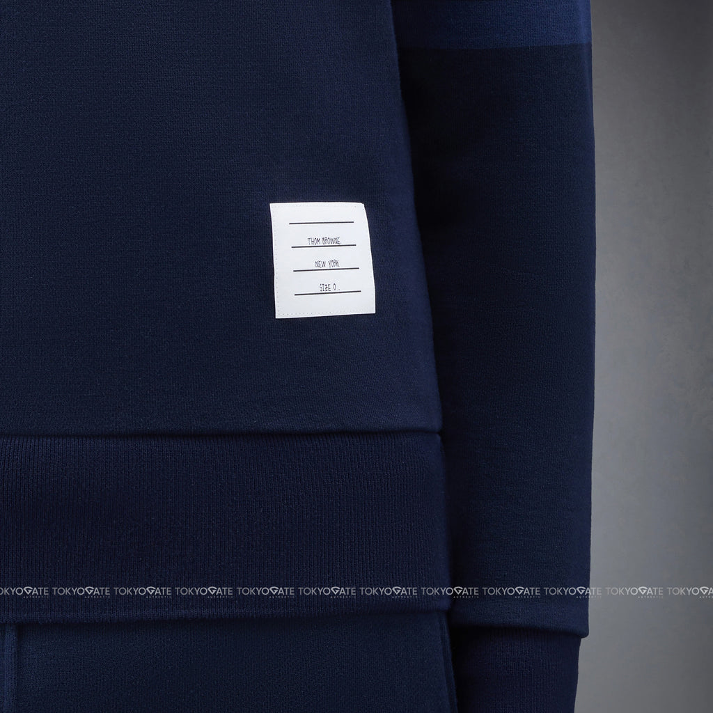 Áo nỉ Thom Browne MJT248A 00016 415 Tonal 4-Bar Loopback Navy Regular Fit