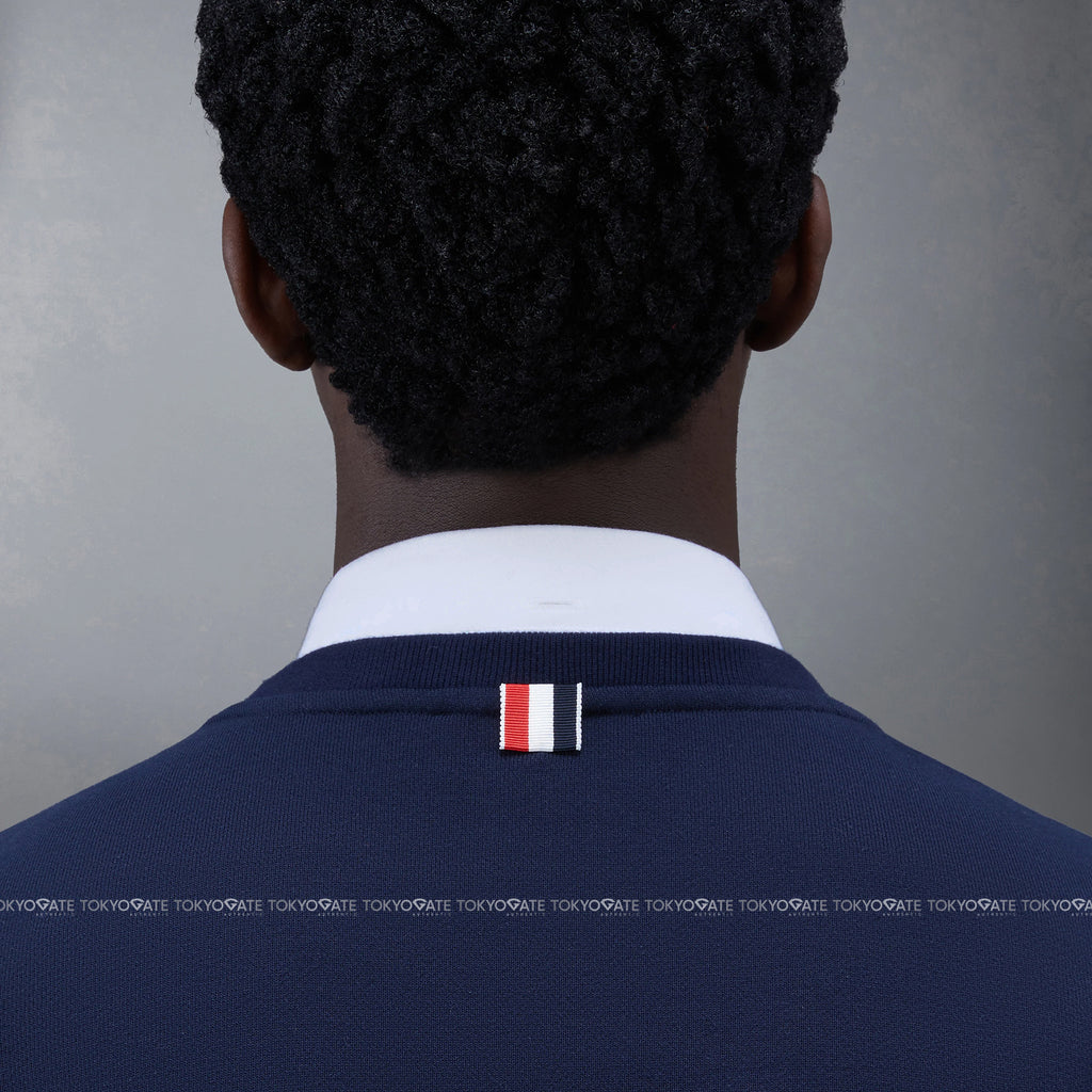 Áo nỉ Thom Browne MJT248A 00016 415 Tonal 4-Bar Loopback Navy Regular Fit