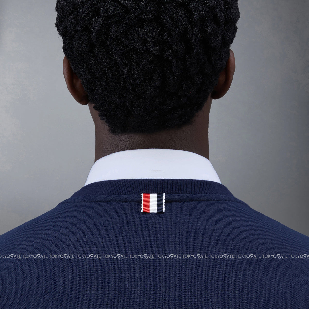 Áo nỉ Thom Browne MJT248A 00016 415 Tonal 4-Bar Loopback Navy Regular Fit