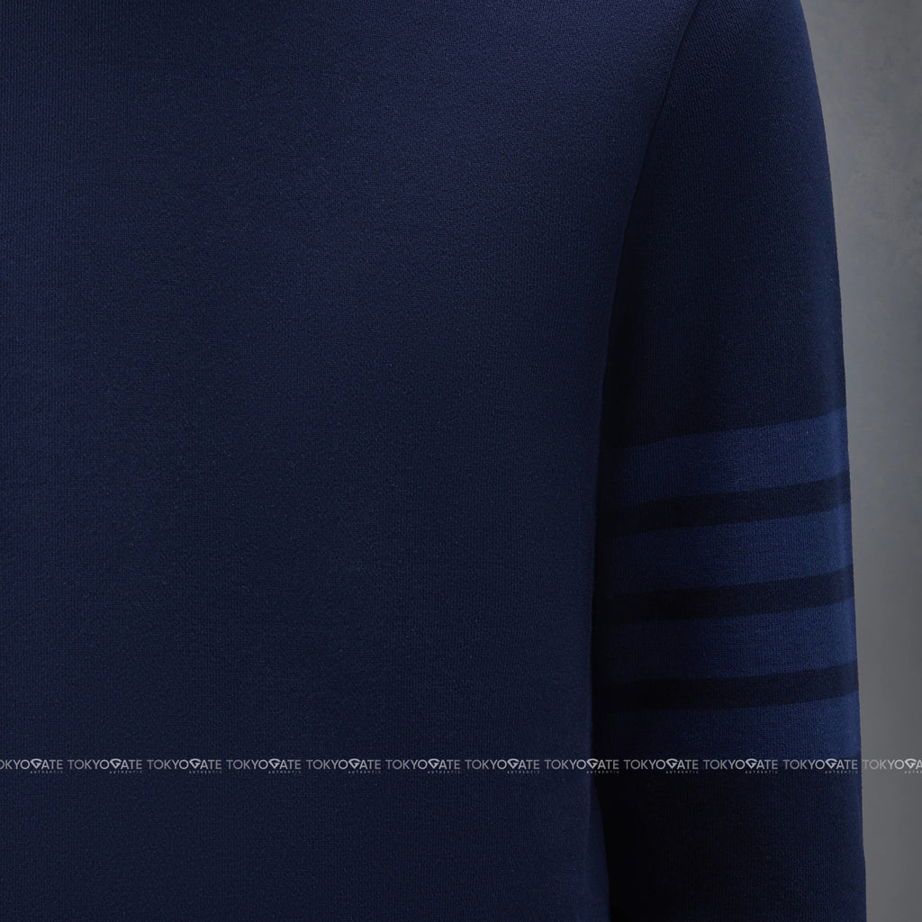 Áo nỉ Thom Browne MJT248A 00016 415 Tonal 4-Bar Loopback Navy Regular Fit