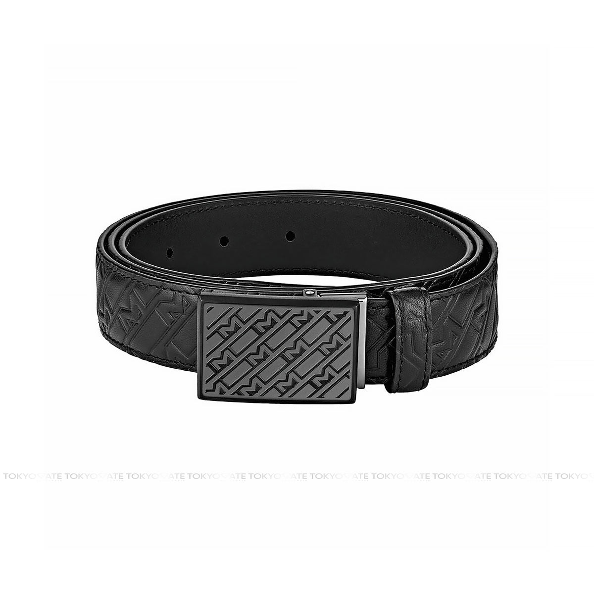 Dây lưng Montblanc MB129450 M Motif Logo Embossed Leather Black