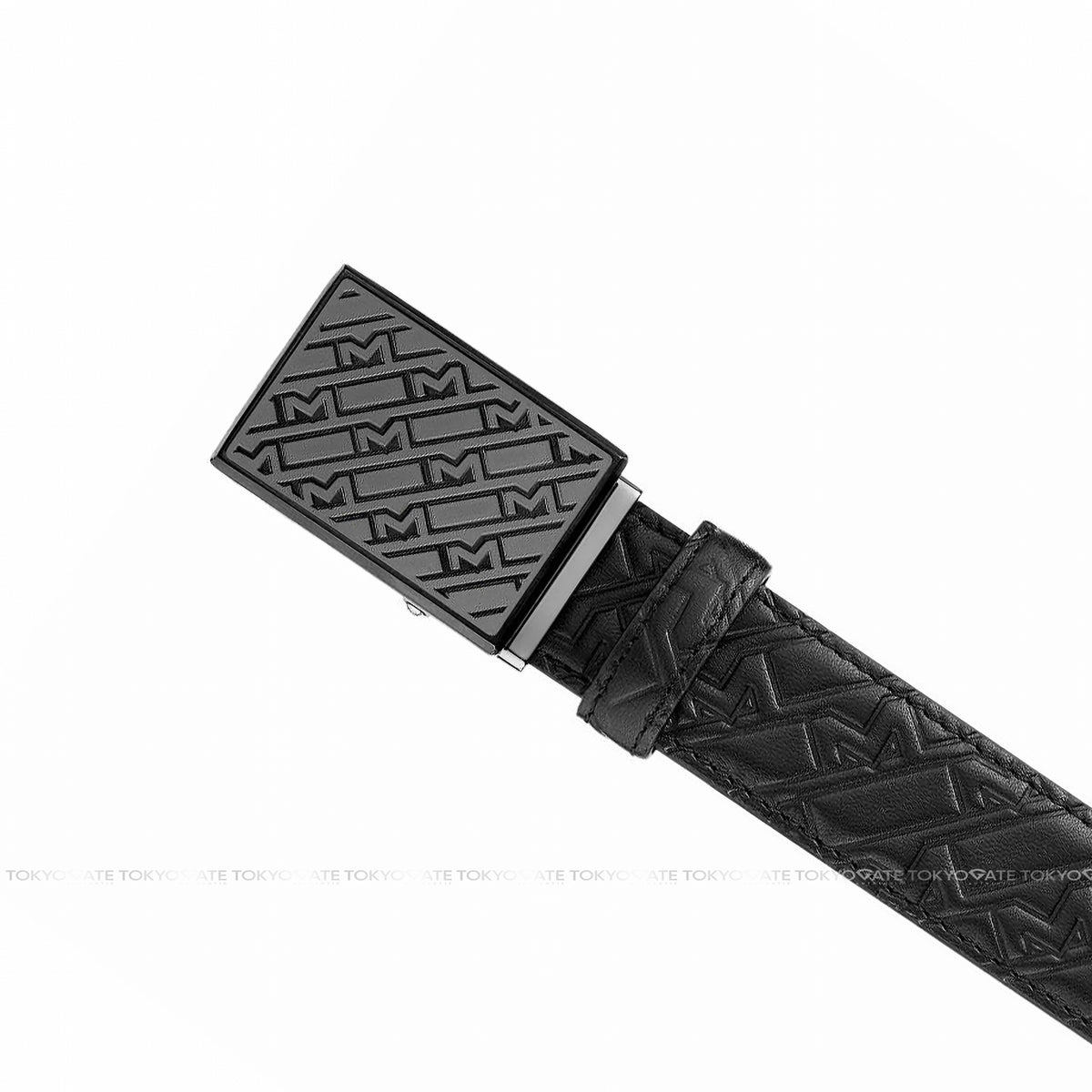 Dây lưng Montblanc MB129450 M Motif Logo Embossed Leather Black