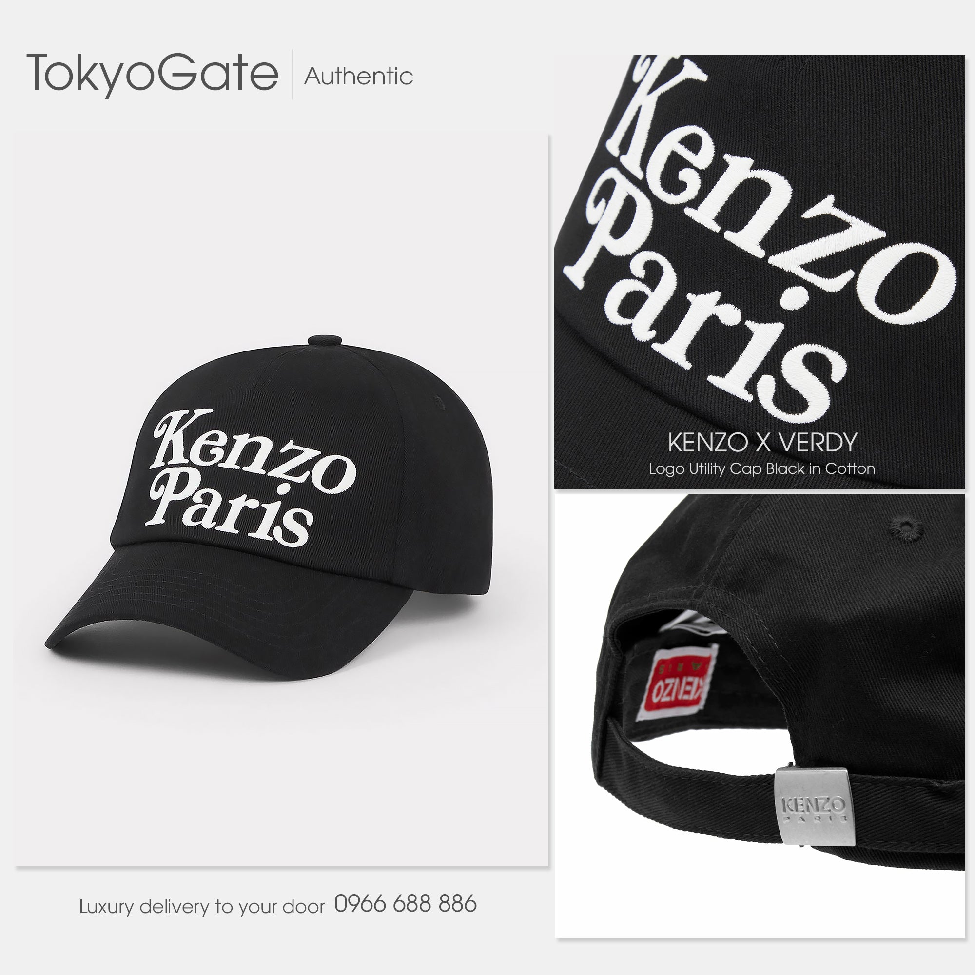 Mũ lưỡi trai Kenzo x Verdy Logo Utility Cap Black