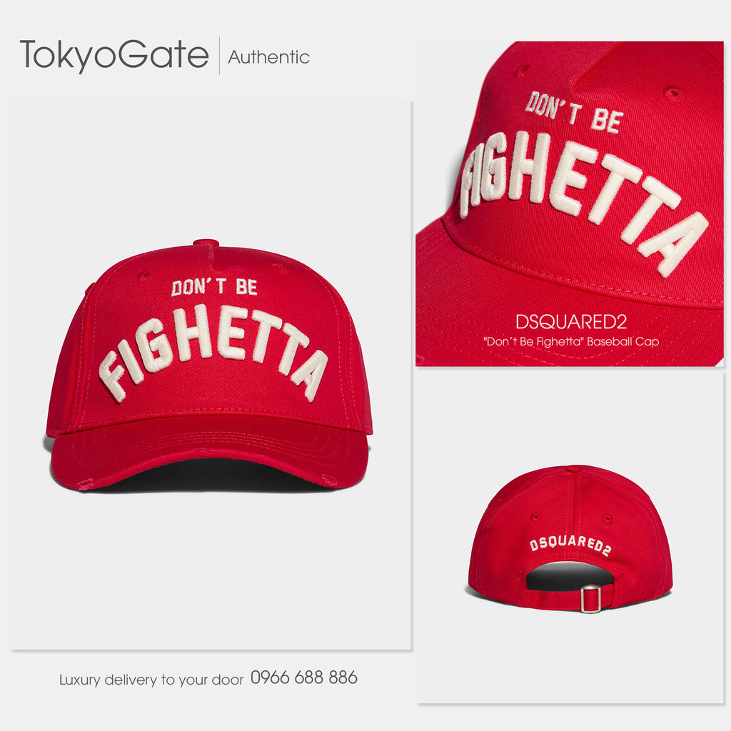 Mũ lưỡi trai Dsquared2 BCM0523 "Don't Be Fighetta" Baseball Cap Red - FreeSize