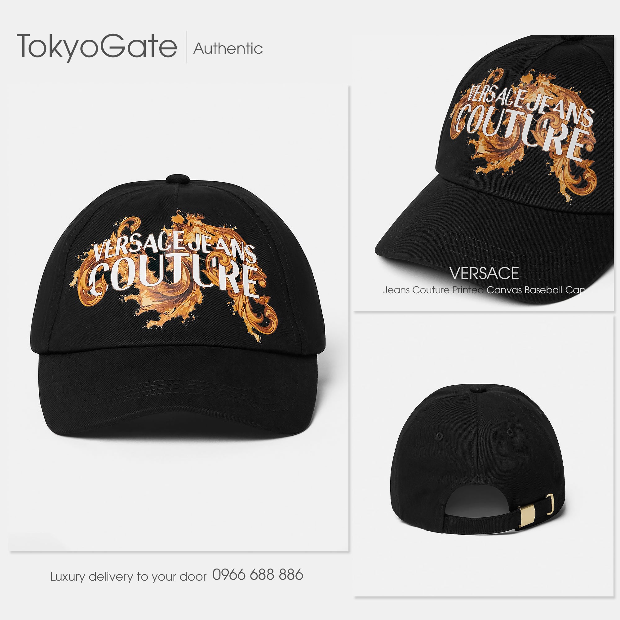 Mũ lưỡi trai Versace Jeans Couture Baroque 80GAZK17 ZG389 G89 Black Gold - FreeSize