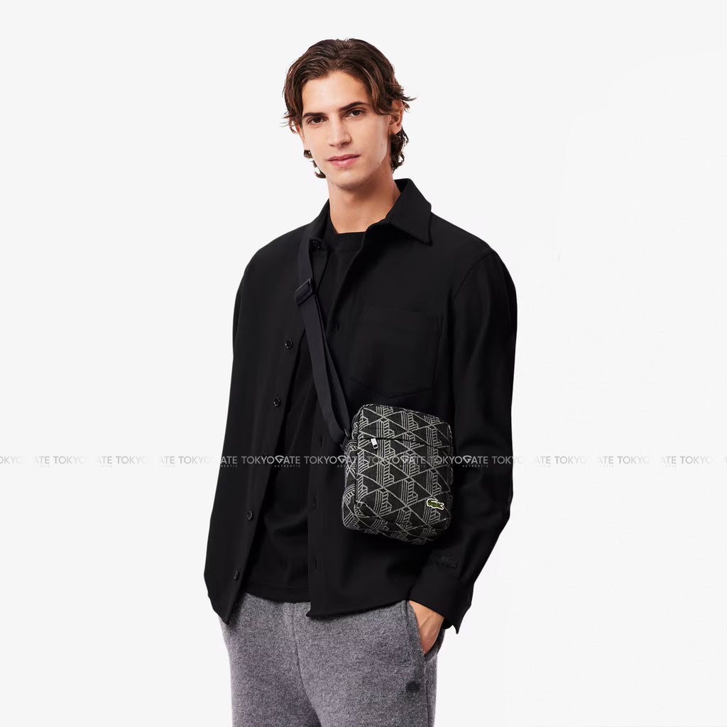 Túi Lacoste NU4869NZ Monogram Jacquard Vertical Satchel Black