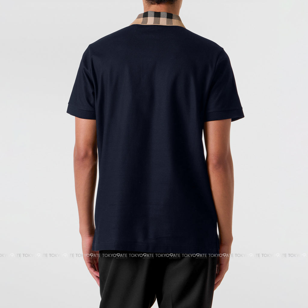 Áo polo Burberry 8072661 Cody Check Collar Cotton Polo Smoked Navy Slim Fit