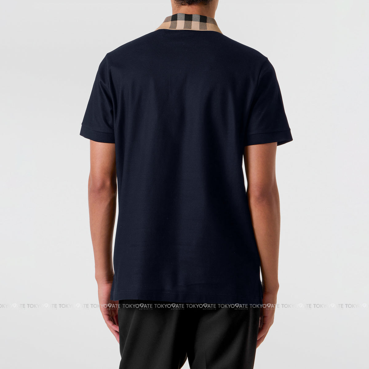 Áo polo Burberry 8072661 Cody Check Collar Cotton Polo Smoked Navy Slim Fit
