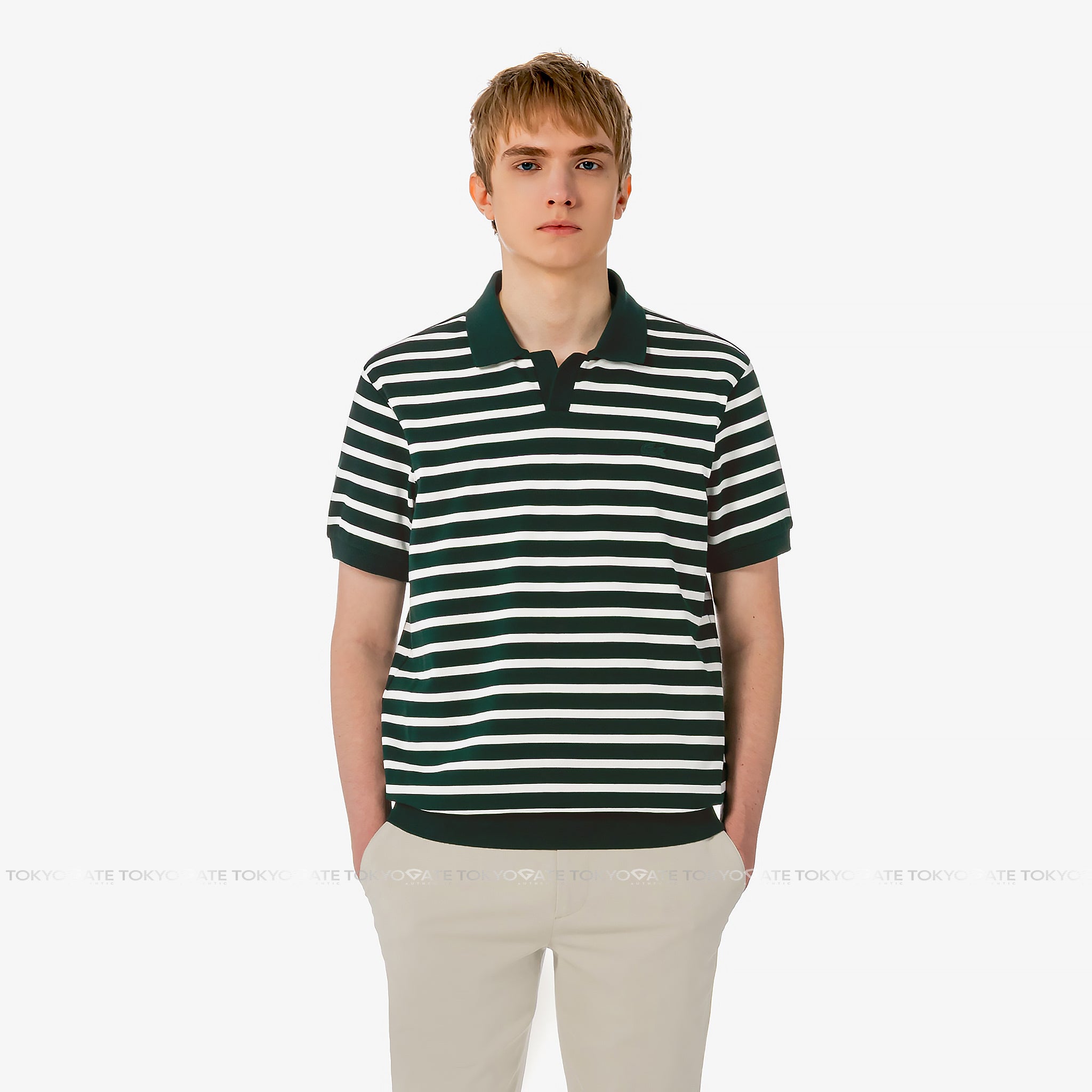 Áo polo Lacoste PH486E AFK Contrast Neck Stripe Regular Fit
