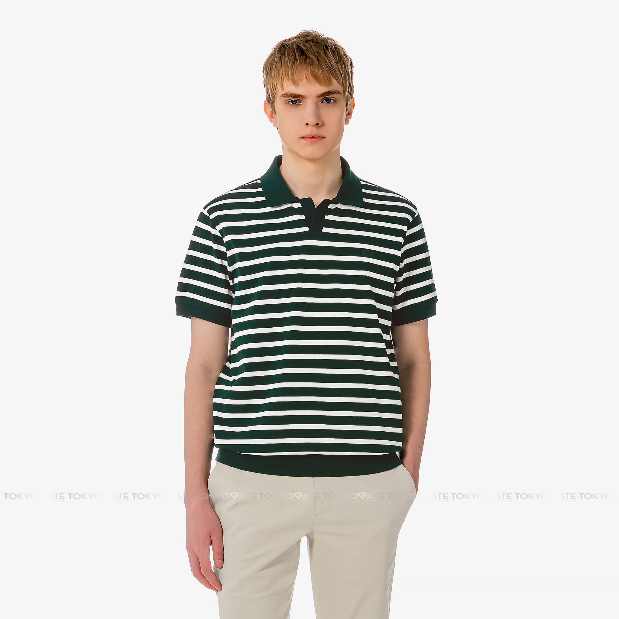 Áo polo Lacoste PH486E AFK Contrast Neck Stripe Regular Fit