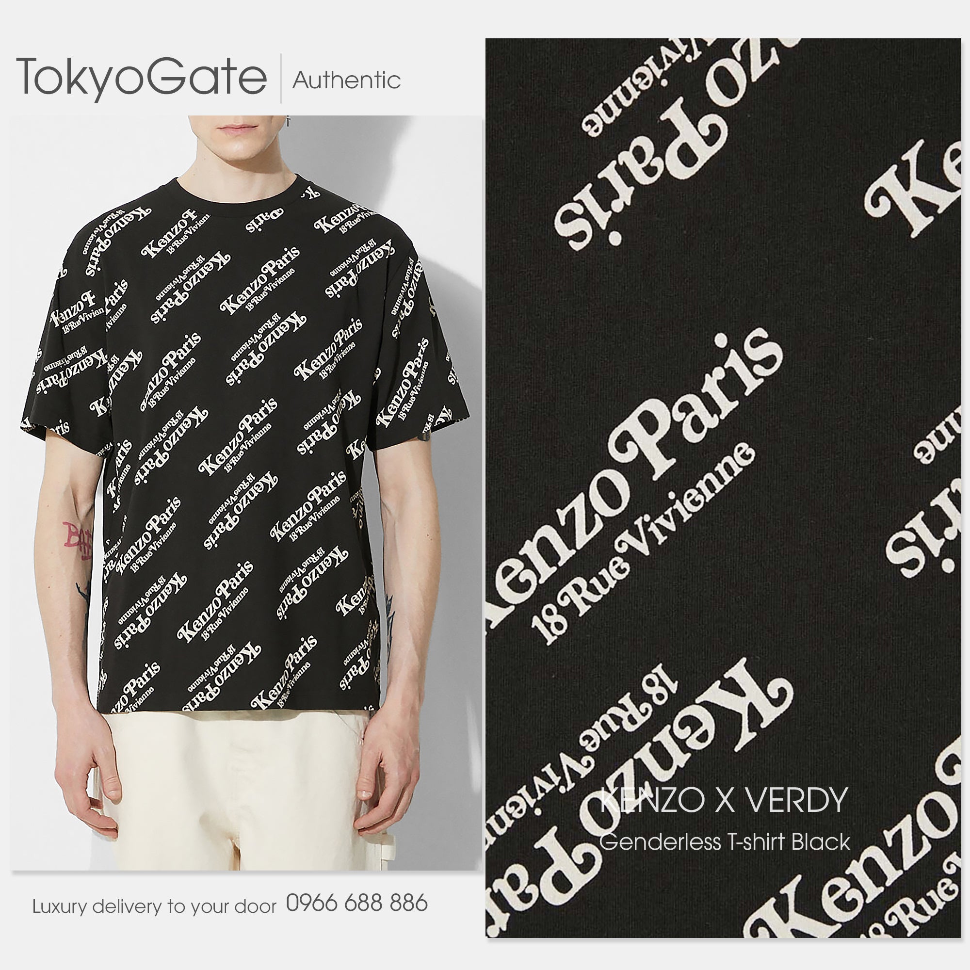 Áo phông Kenzo x Verdy Logo-Print T-shirt Black Oversize