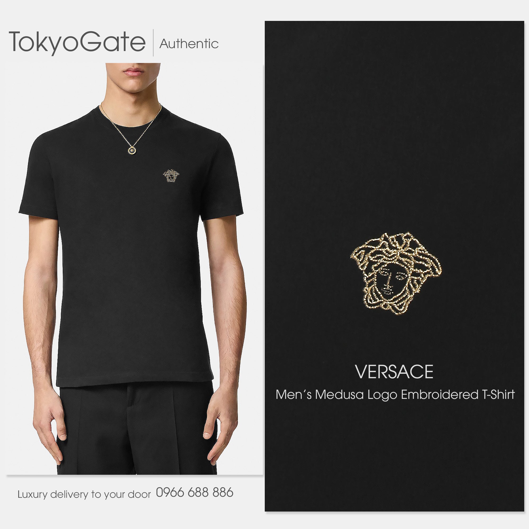 Áo phông Versace A89500S 1A14050 Black Regular Fit