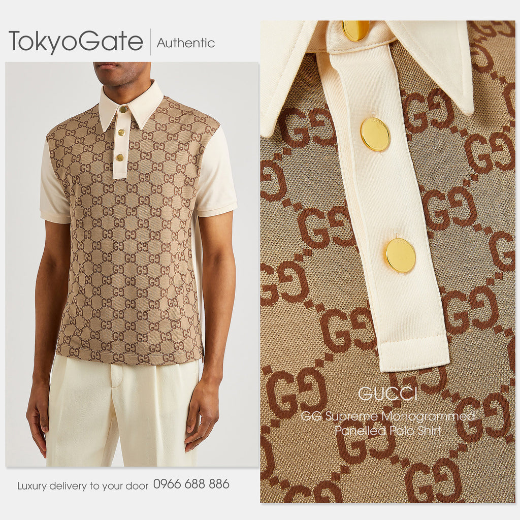Áo polo Gucci 682015 XJD1F 2270 Jumbo GG Jacquard Beige Regular Fit