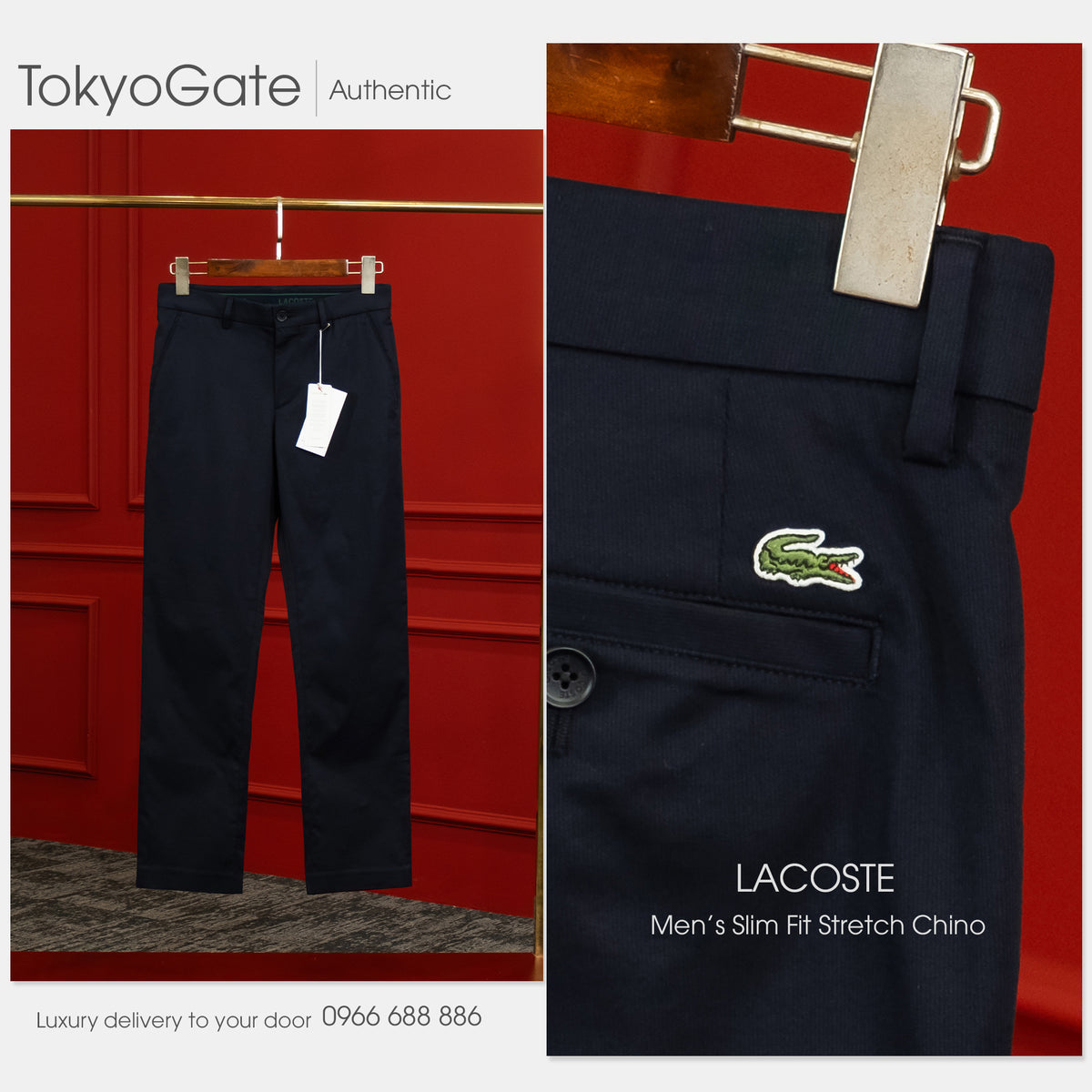 Quần khaki Lacoste HH631E 166 Stretch Chino Trousers Regular Fit