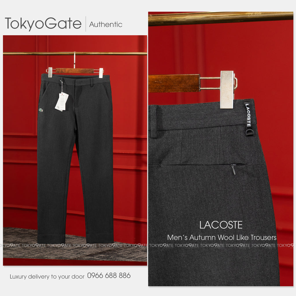 Quần âu Lacoste HH094E 050 Cotton Gabardine Chino Trousers Navy Regular Fit