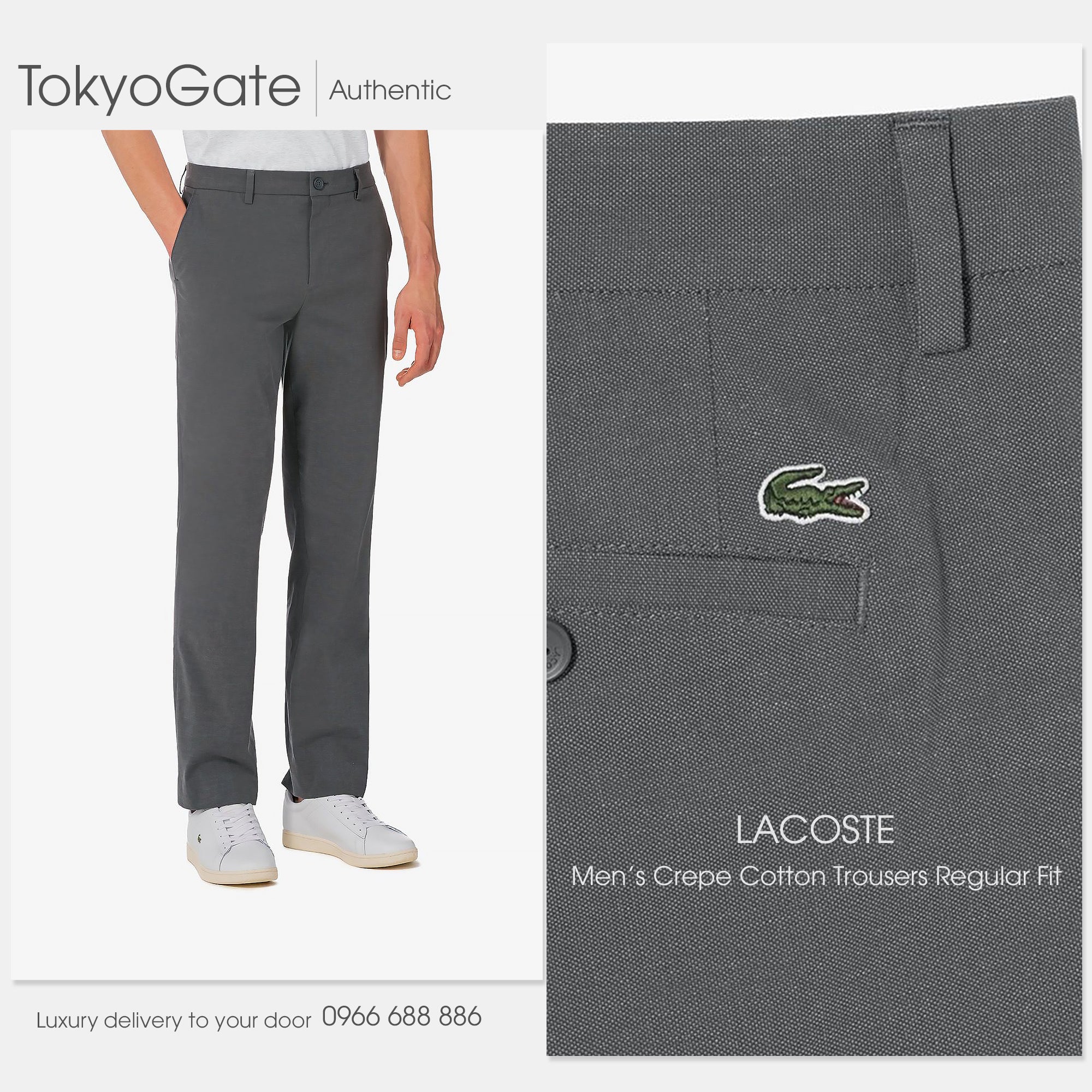 Quần âu Lacoste HH354E S5T Crepe Cotton Trousers Regular Fit