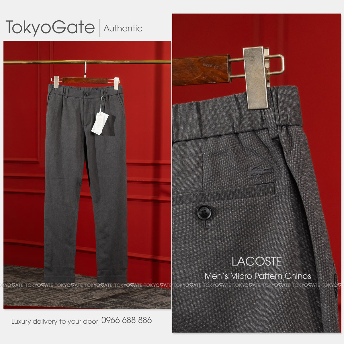 Quần âu Lacoste HH480E 050 Wool Blend Trousers Grey Regular Fit