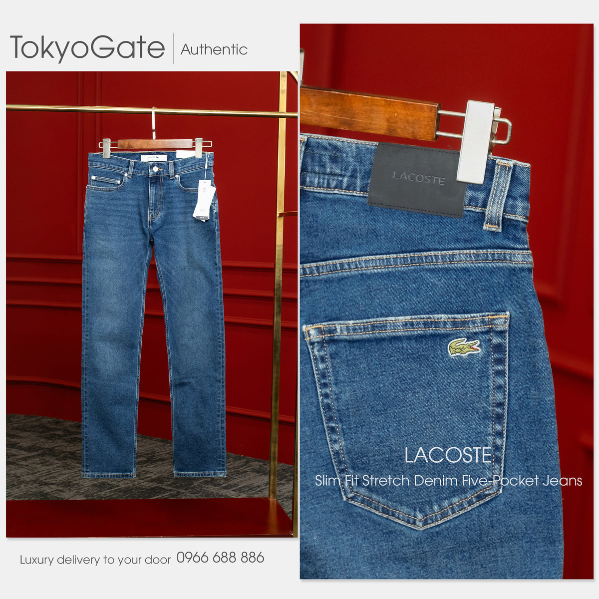 Quần jeans Lacoste HH8949 MK9 5-Pocket Indigo Slim Fit