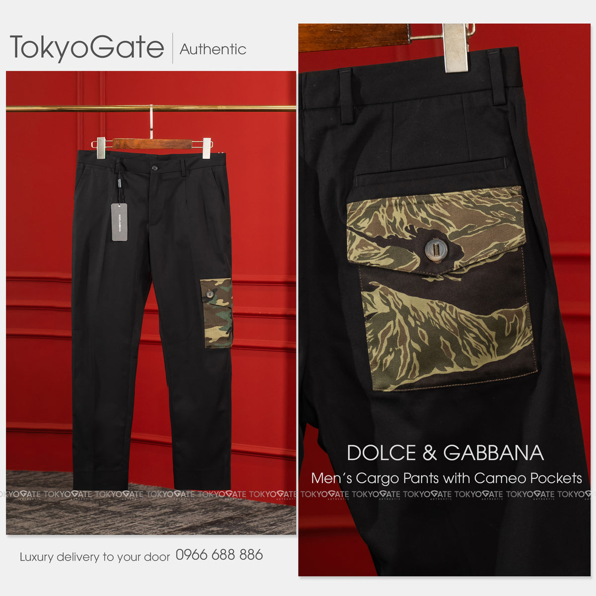 Quần khaki D&G GVACET GEZH6 S9000 Cargo Pants Black Slim fit