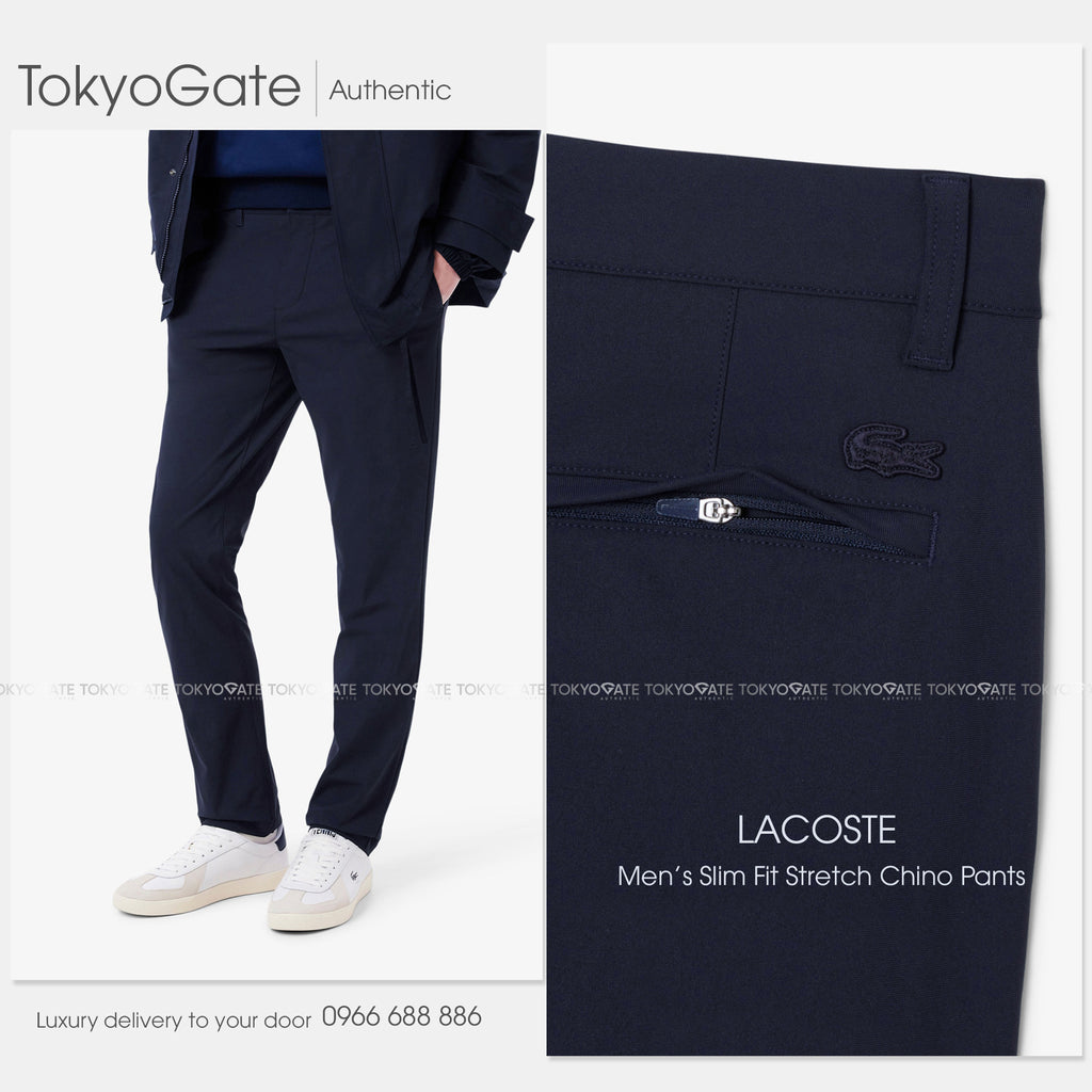 Quần khaki Lacoste HH8513 HDE Stretch Cotton Chino Trousers Dark Navy Slim Fit