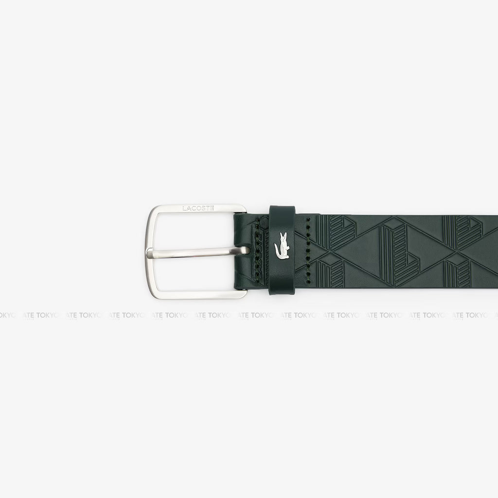 Dây lưng Lacoste RC4093 B43 Monogram Leather Belt Dark Green
