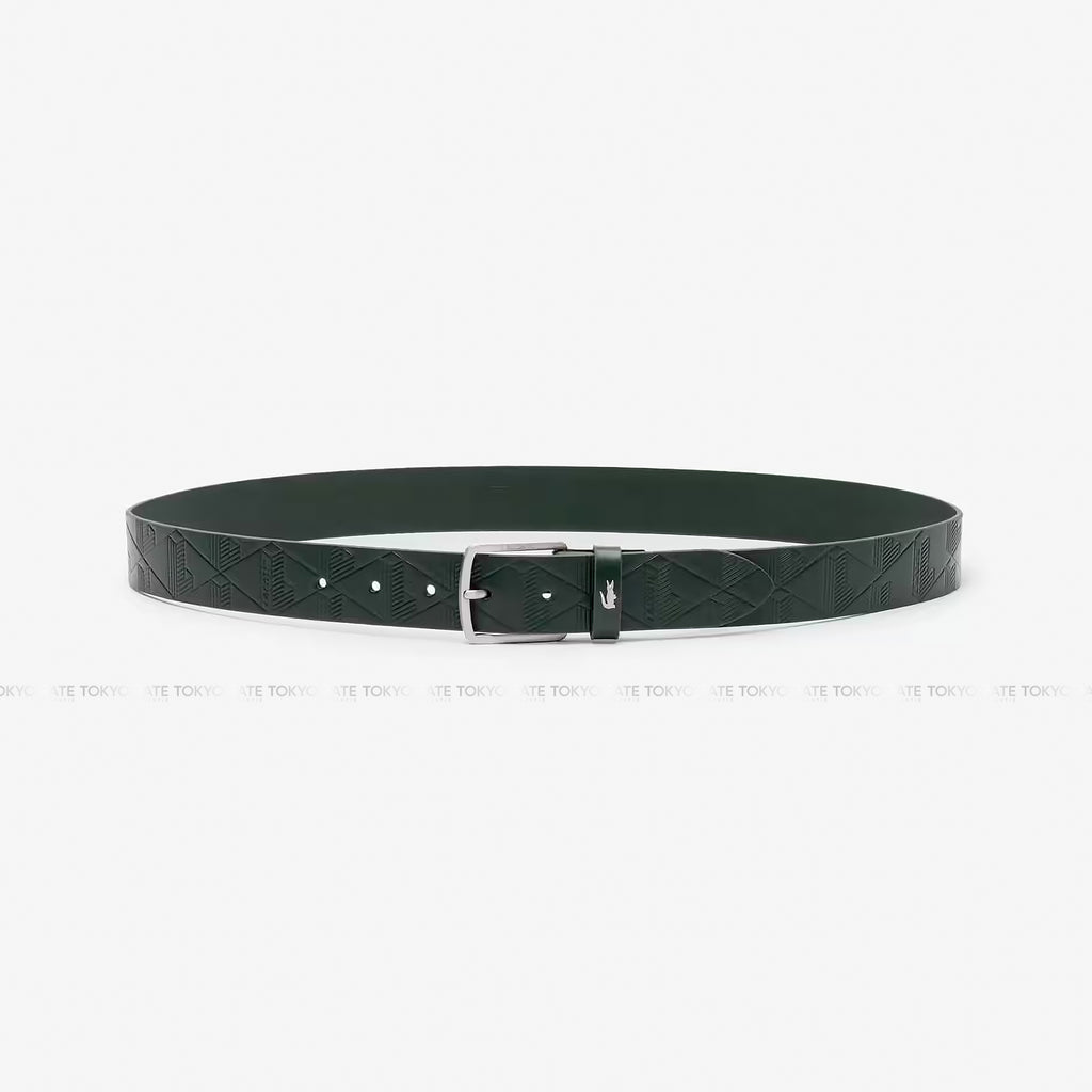 Dây lưng Lacoste RC4093 B43 Monogram Leather Belt Dark Green