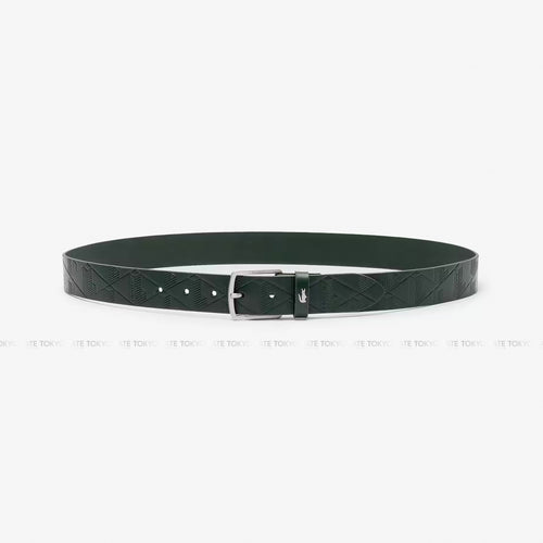 Dây lưng Lacoste RC4093 B43 Monogram Leather Belt Dark Green
