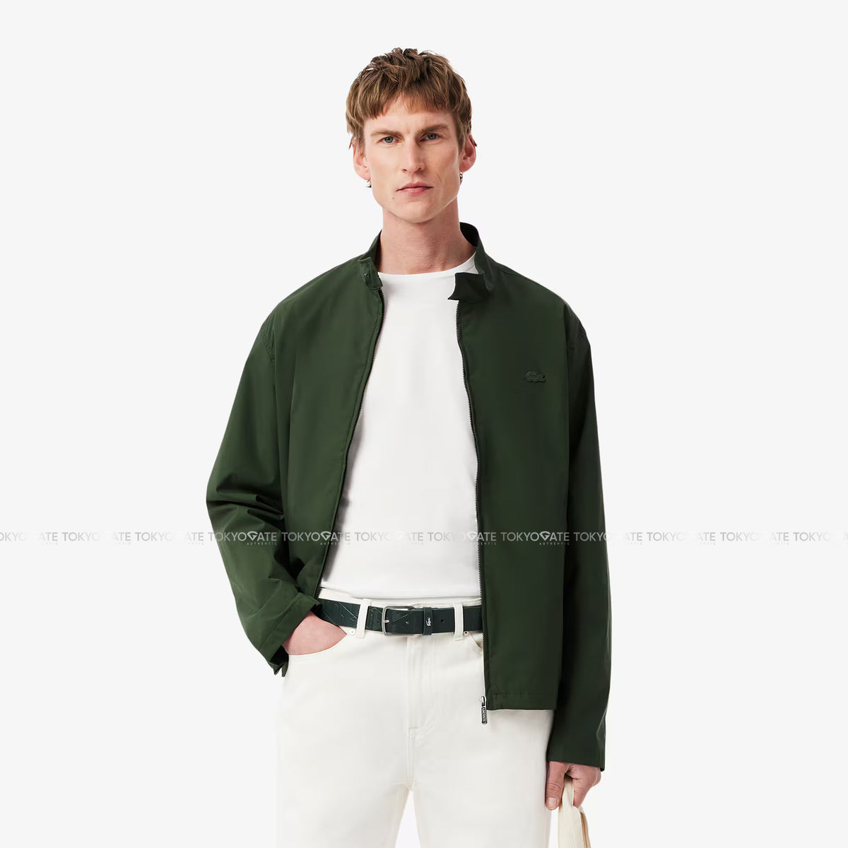 Dây lưng Lacoste RC4093 B43 Monogram Leather Belt Dark Green