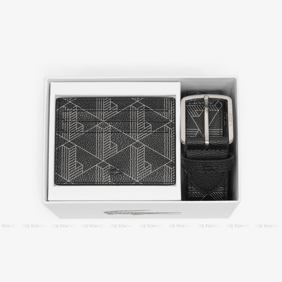Set Lacoste dây lưng và ví đựng thẻ RC4106 The Blend Monogram Black