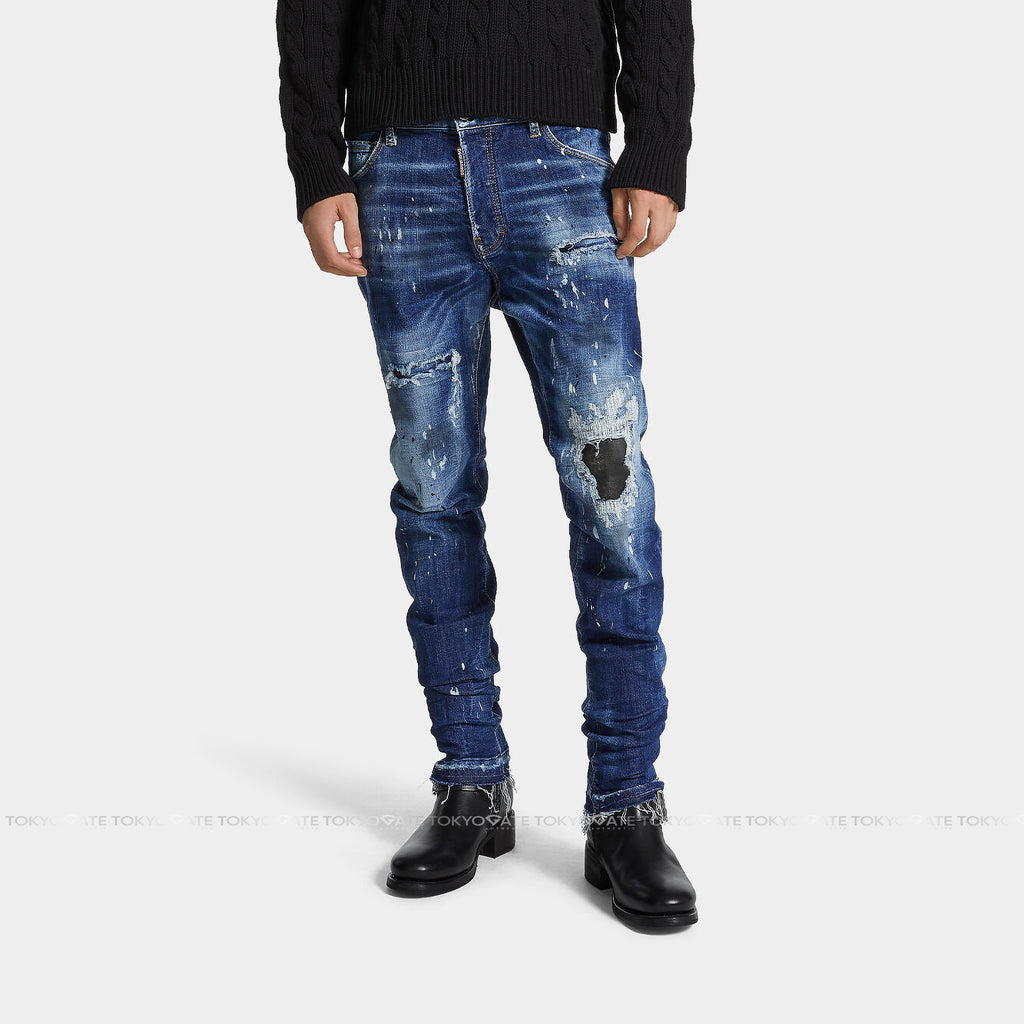 Quần jeans Dsquared2 S74LB1635 S30872 470 Distressed Denim Blue Cool Guy