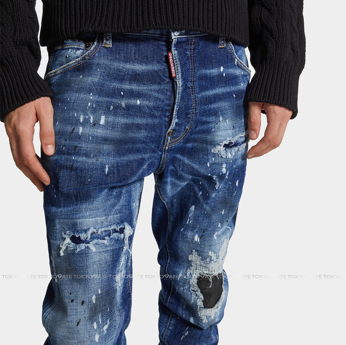 Quần jeans Dsquared2 S74LB1635 S30872 470 Distressed Denim Blue Cool Guy