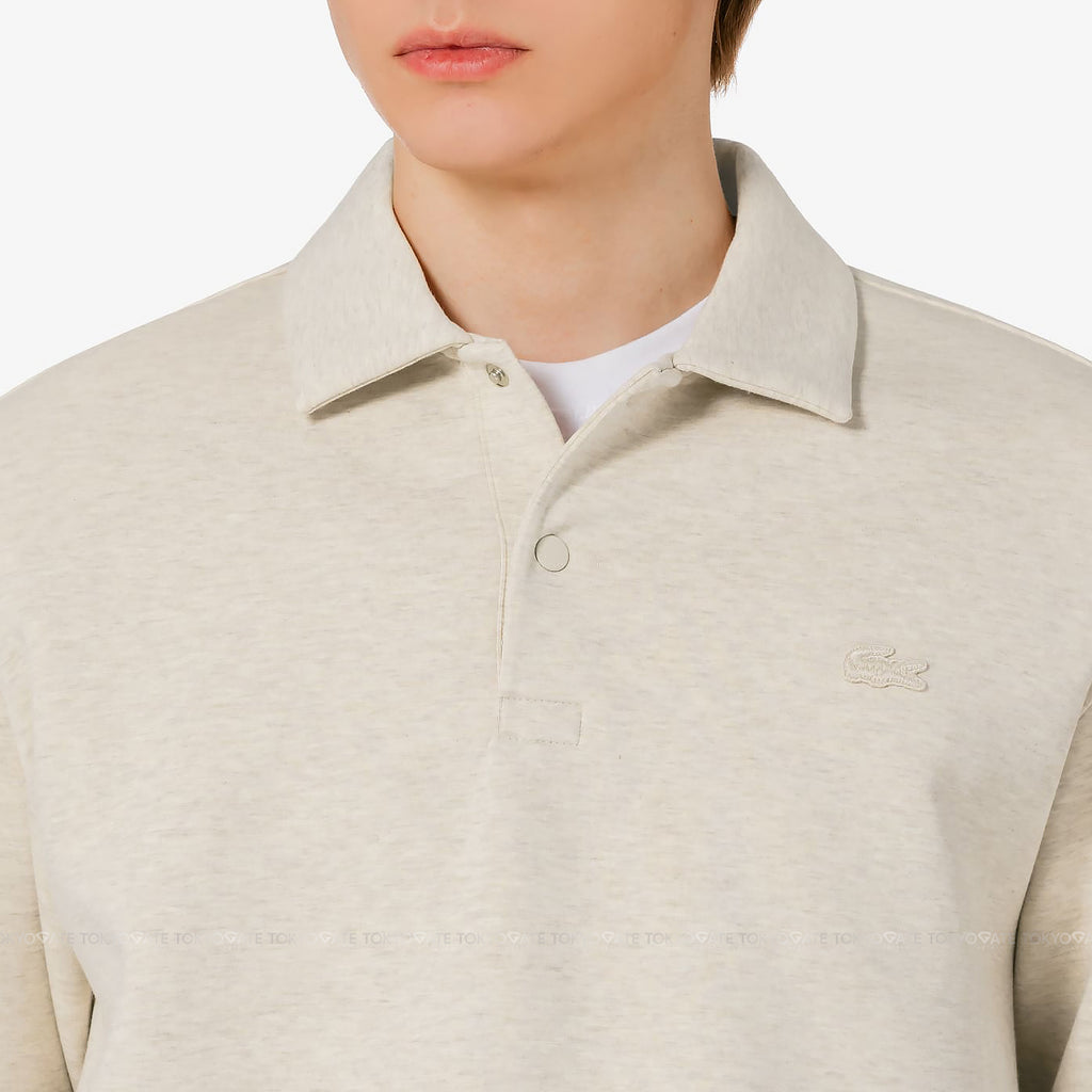 Áo nỉ polo Lacoste SH423E 56G 02S Double-Face Snap Collar Beige Regular Fit