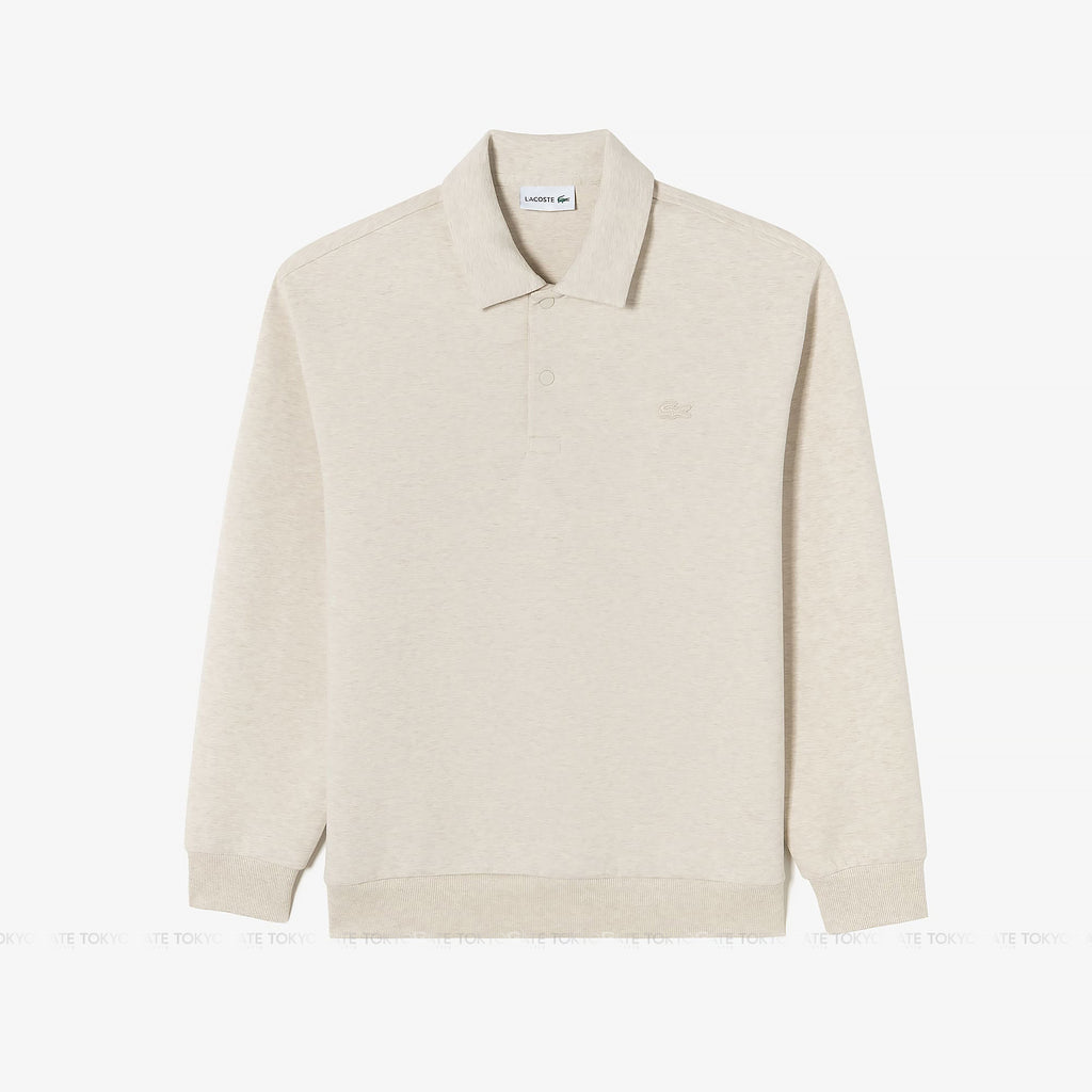 Áo nỉ polo Lacoste SH423E 56G 02S Double-Face Snap Collar Beige Regular Fit