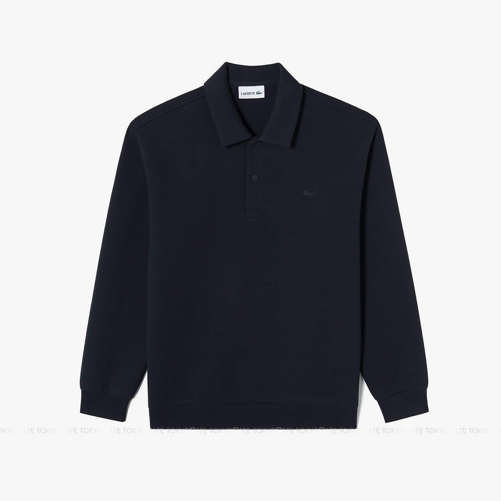 Áo nỉ polo Lacoste SH423E 56G 166 Double-Face Snap Collar Dark Navy Regular Fit