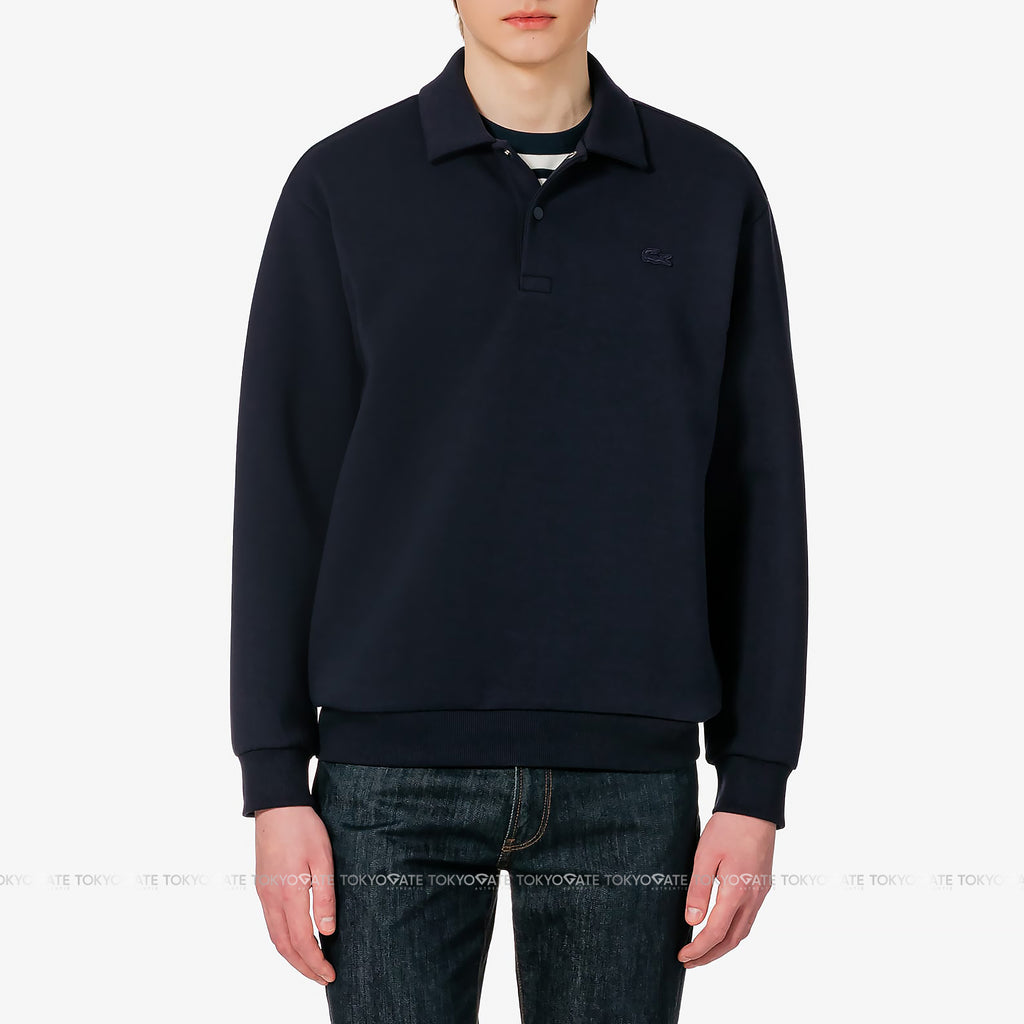 Áo nỉ polo Lacoste SH423E 56G 166 Double-Face Snap Collar Dark Navy Regular Fit