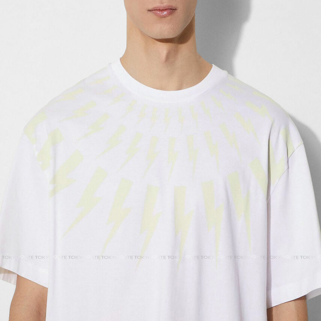 Áo phông Neil Barrett Fair-Isle Thunderbolt T-Shirt White/Chalk Relaxed Fit