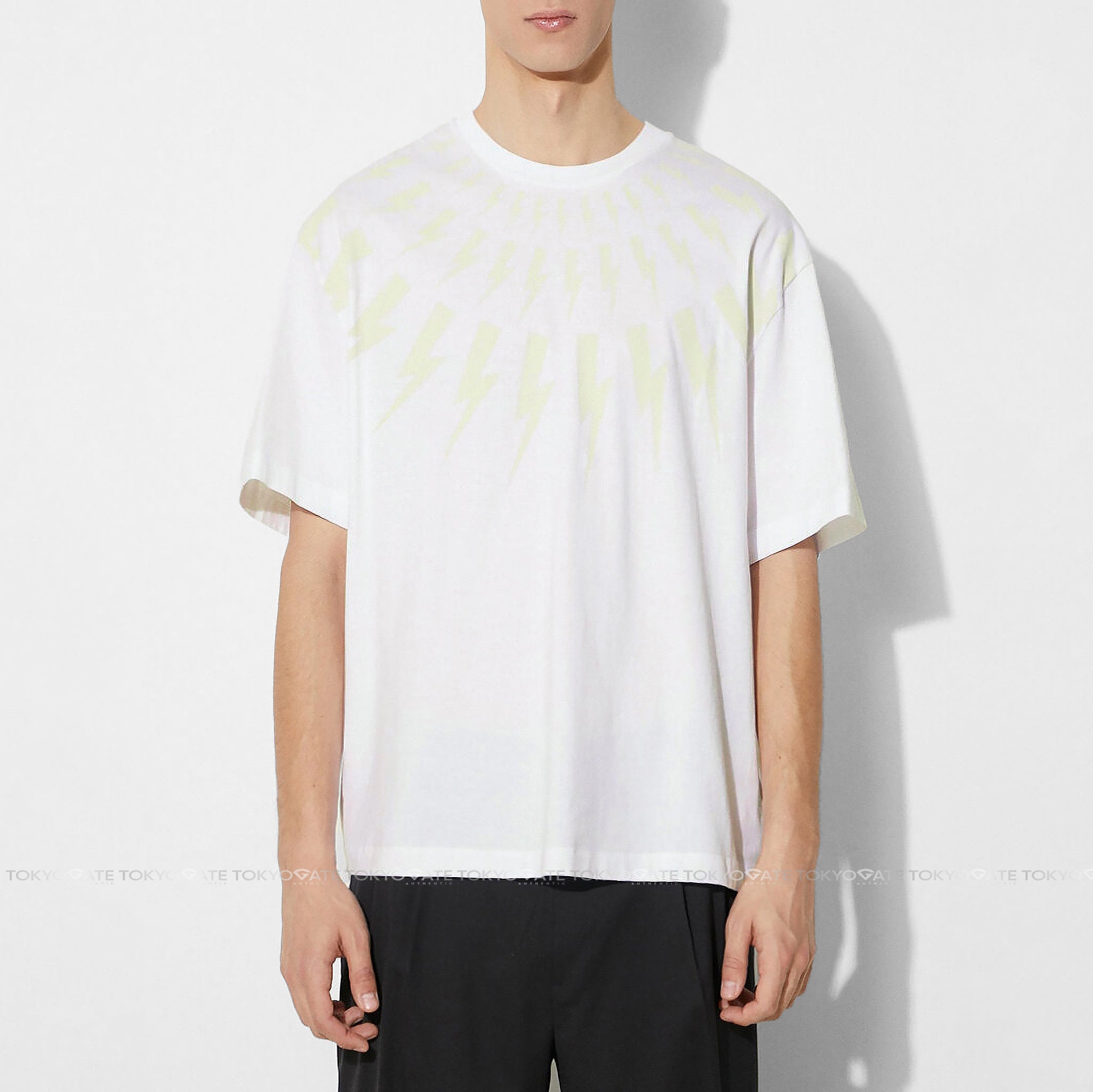 Áo phông Neil Barrett Fair-Isle Thunderbolt T-Shirt White/Chalk Relaxed Fit