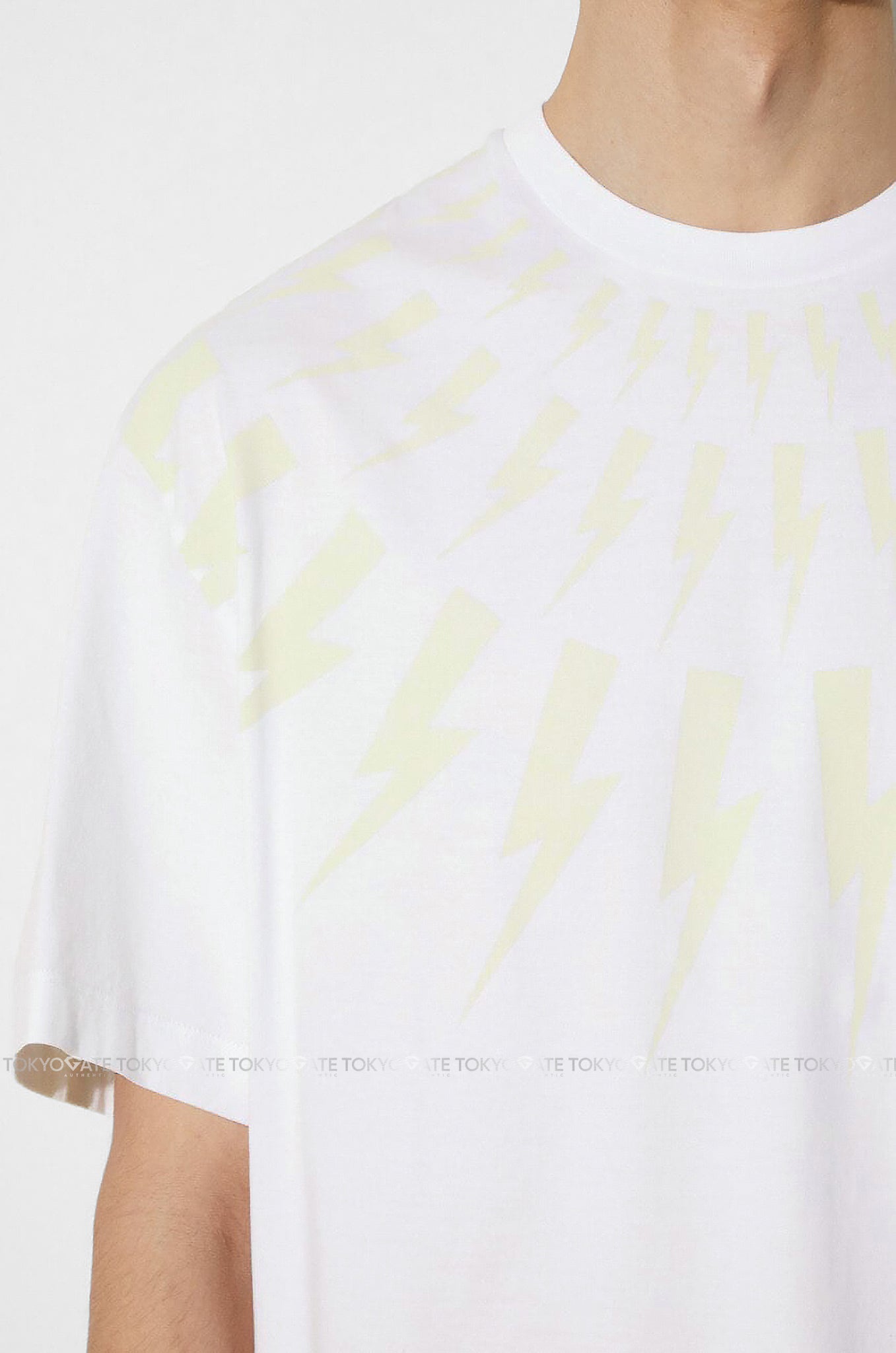 Áo phông Neil Barrett Fair-Isle Thunderbolt T-Shirt White/Chalk Relaxed Fit