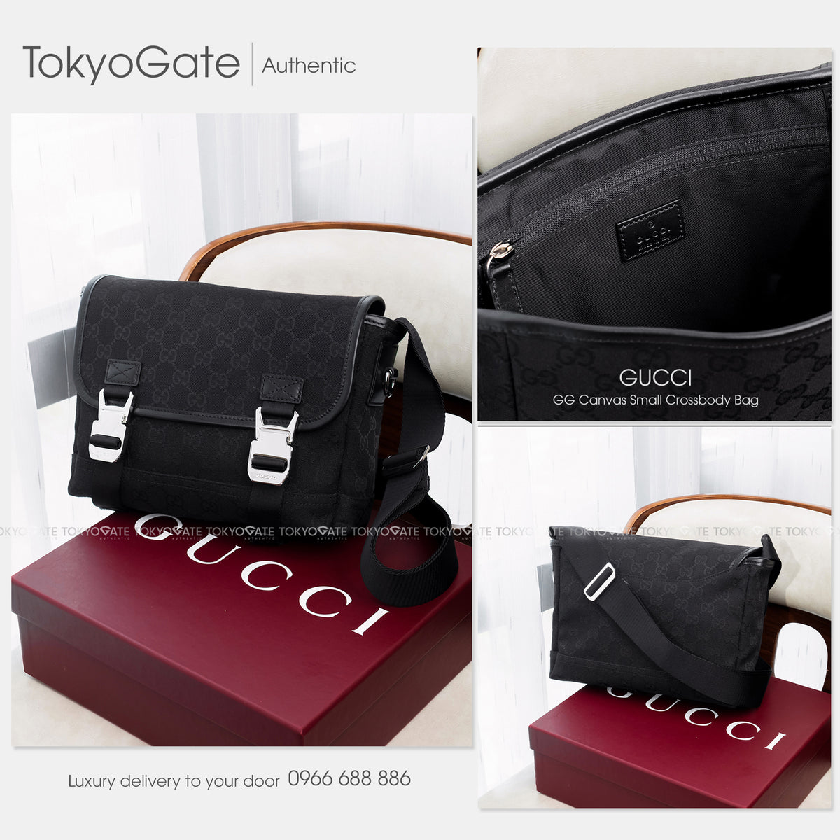 Túi Gucci 854745 FAE8V 1000 Aviator GG Canvas Messenger Bag Black