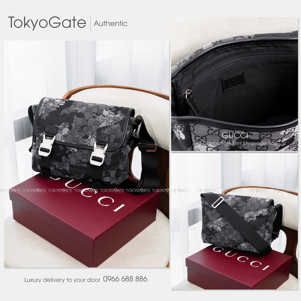 Túi Gucci 854745 FAFGL 8444 Aviator GG Camouflage Messenger Bag Black Grey