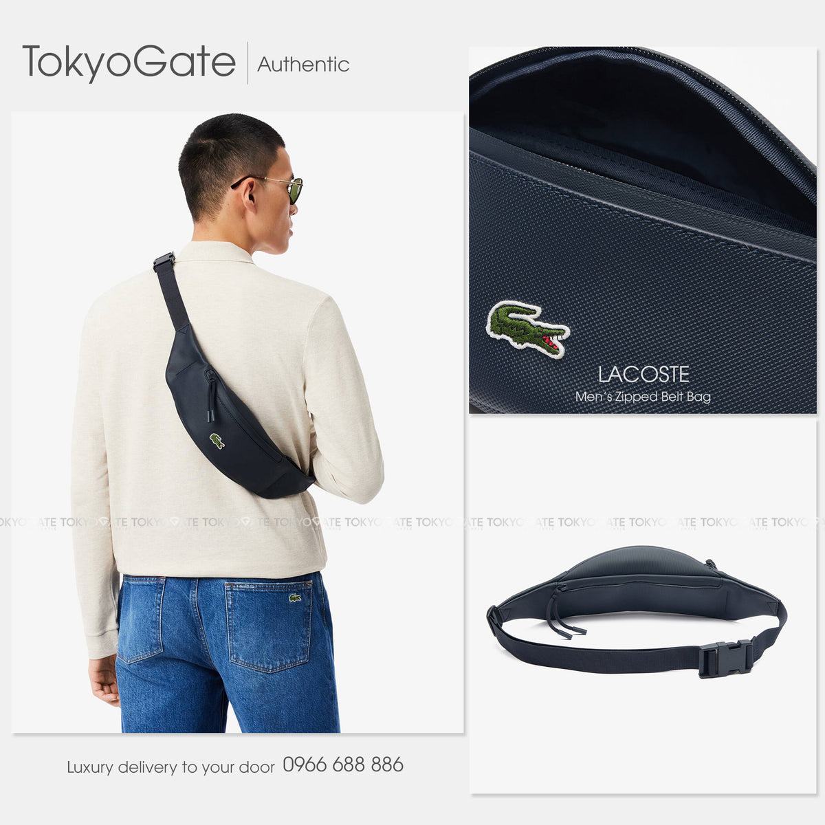 Túi Lacoste NH3317LV P88 LCST Zipped Belt Bag Eclipse