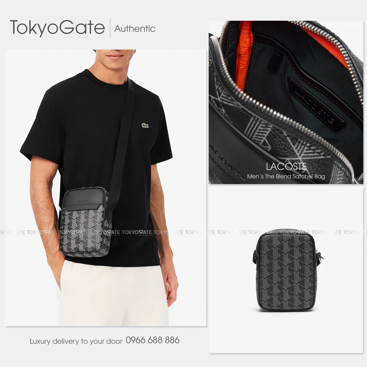 Túi Lacoste NH4410LX H45 The Blend Monogram Black