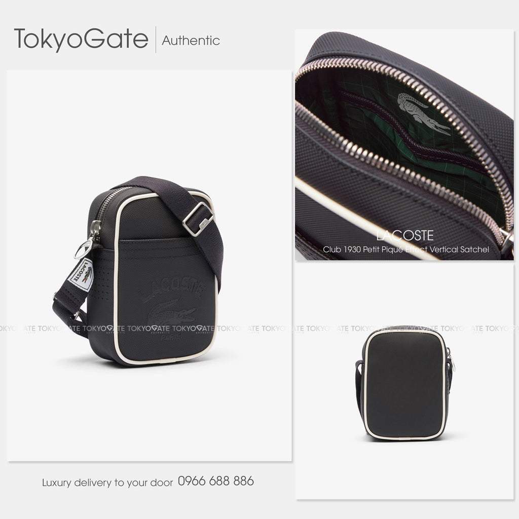 Túi Lacoste NU4964UO K46 Club 1930 Petit Piqué Effect Vertical Satchel Black