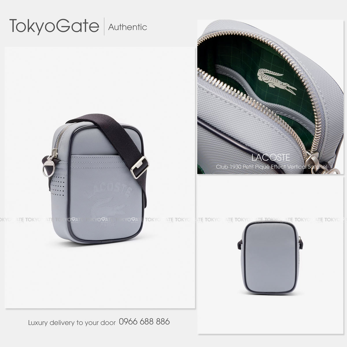 Túi Lacoste NU4964UO Q52 Club 1930 Petit Piqué Effect Vertical Satchel Black