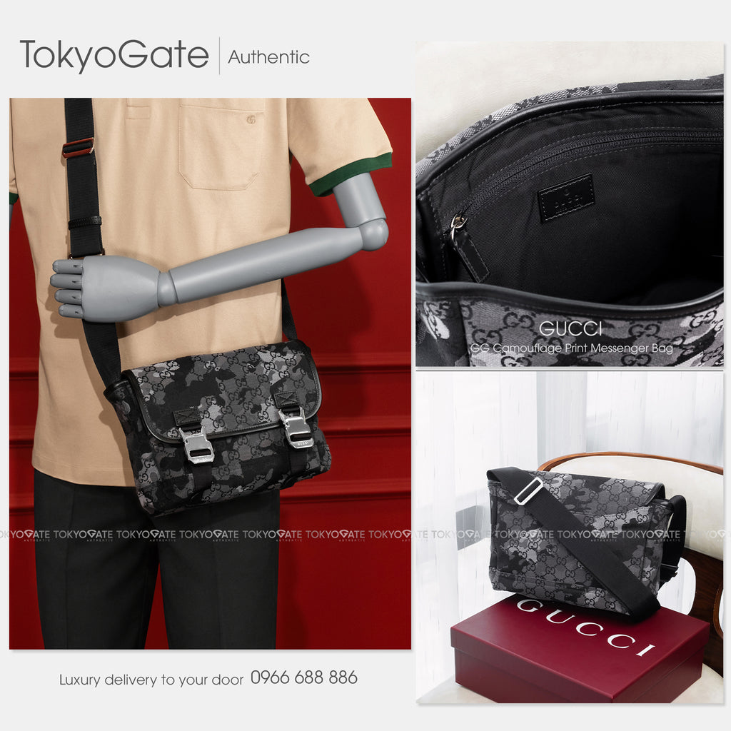 Túi Gucci 854745 FAFGL 8444 Aviator GG Camouflage Messenger Bag Black Grey