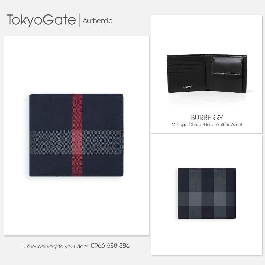 Ví nam Burberry 80840651 Check Bifold Navy