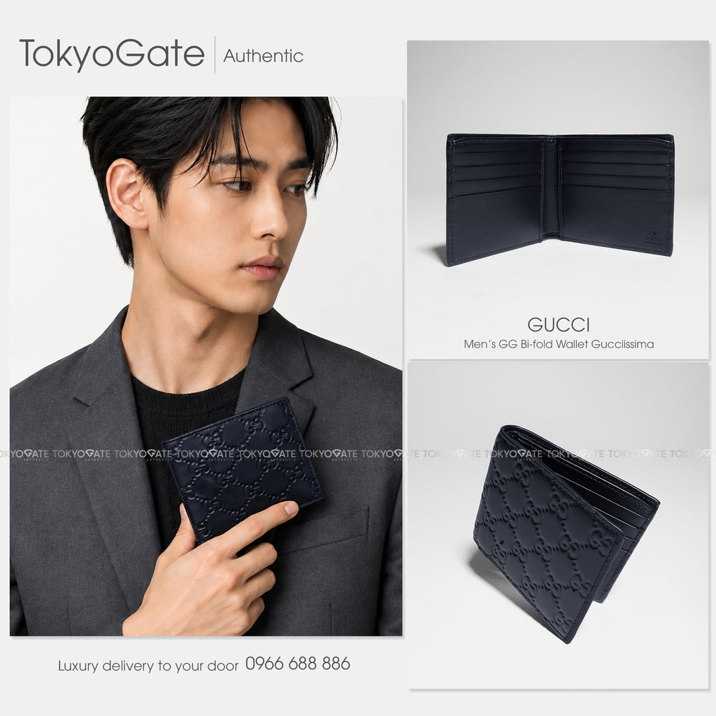 Ví nam Gucci 779836 CWC1N Signature GG Leather Dark Navy