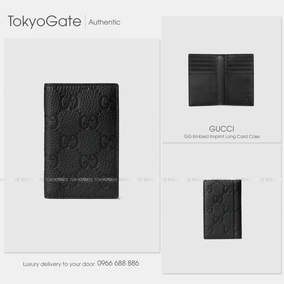Ví đựng card Gucci 835011 AAE1T 1000 Imprint Long Card Case Black